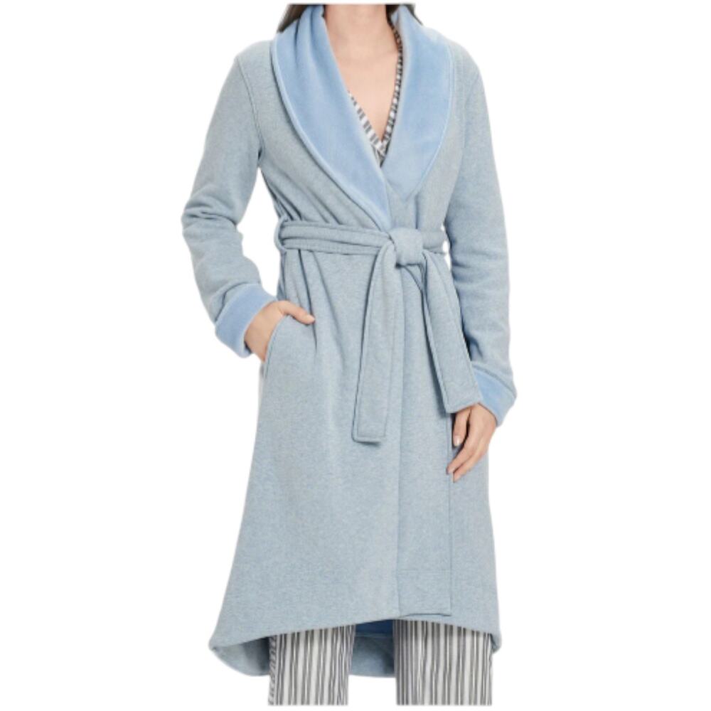 UGG Duffield II Fresh Air Heather Robe Blue Fleece Lined Women's Size M